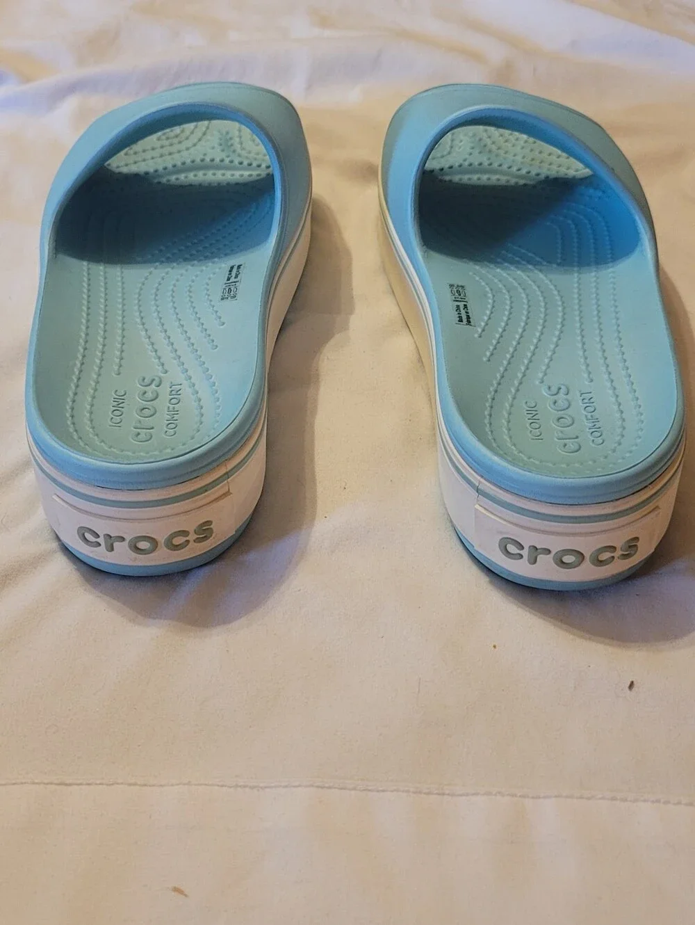 Crocs blue platform slides W8 M6 - Picture 4 of 6